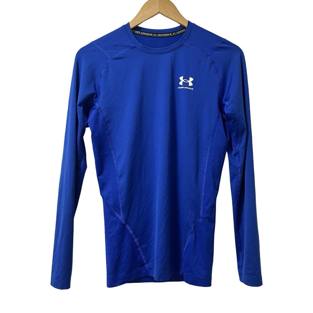Under Armour Mens HeatGear Compression Long Sleeve Top Size M Blue‎ Athletic Gym